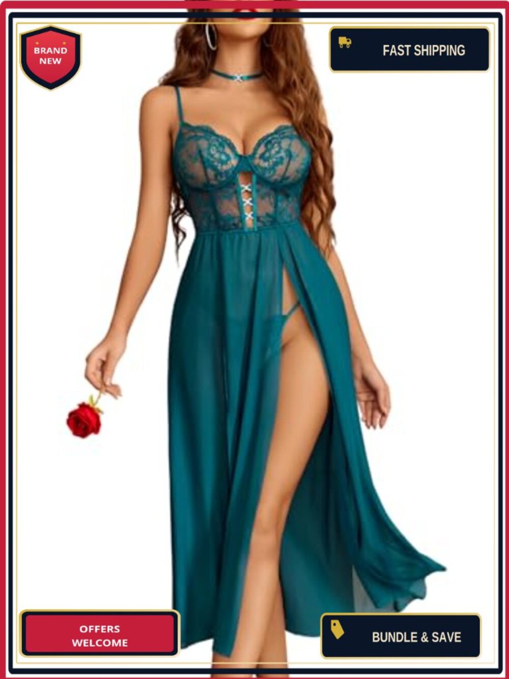 Avidlove Lace Mesh Babydoll Chemise Nightgown Dress Adjustable Straps